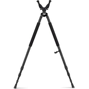Hunting Bipod, Shooting Tripod, Adjustable Shooting Bipod with 360° V Yoke Rest, Twist Lock, Lightweight Aluminum Frame, High Density Foam Handle and Spike Feet