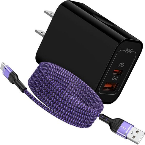 كتلة شاحن USB لمحول شاحن الحائط Samsung A16، شاحن مزدوج المنفذ من النوع C مكعب شحن سريع USB لشاحن Samsung S24 Ultra/S23، A55/A15، Android، iPhone، مع كابل شحن USB A-C بطول 6 أقدام in Kuwait