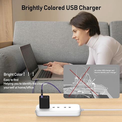 كتلة شاحن USB لمحول شاحن الحائط Samsung A16، شاحن مزدوج المنفذ من النوع C مكعب شحن سريع USB لشاحن Samsung S24 Ultra/S23، A55/A15، Android، iPhone، مع كابل شحن USB A-C بطول 6 أقدام in Kuwait