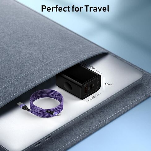 كتلة شاحن USB لمحول شاحن الحائط Samsung A16، شاحن مزدوج المنفذ من النوع C مكعب شحن سريع USB لشاحن Samsung S24 Ultra/S23، A55/A15، Android، iPhone، مع كابل شحن USB A-C بطول 6 أقدام in Kuwait