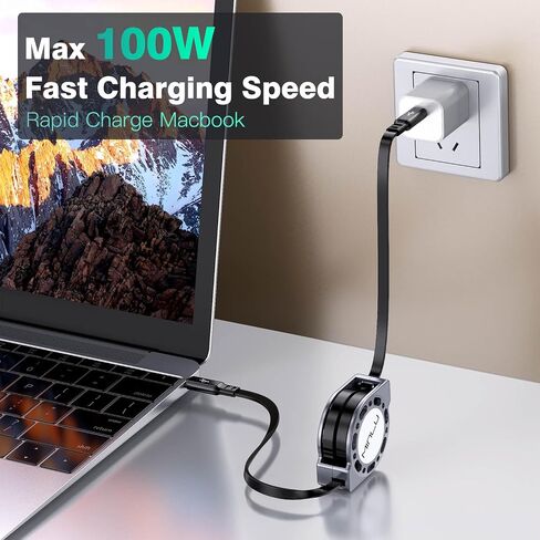 Retractable USB C to USB C Cable(4ft, 2Pack),100W USB C to C Fast Charging Cord, Type C Charger Cable for iPhone 16/15 Series Samsung Galaxy S24 S21 S10 Note 10 MacBook iPad Kindle More in Kuwait