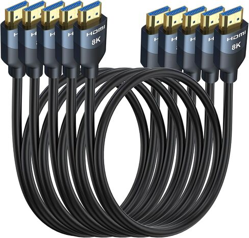 8K HDMI 2.1 Cables 6FT 5-Pack, High Speed HDMI Gaming Monitor Cable for PS5 TV-8K ARC&eARC HDMI Cord-165/180/240Hz, HDCP2.3, 3D/HDR10 for Soundbar, PS5, PS4, TV, Xbox, Roku, Cinema, Computer, Monitor in Kuwait