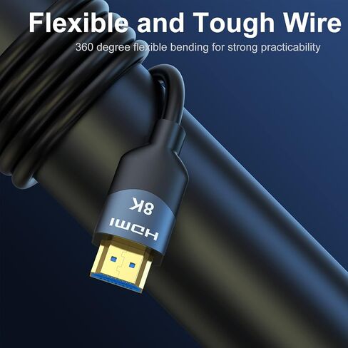 8K HDMI 2.1 Cables 6FT 5-Pack, High Speed HDMI Gaming Monitor Cable for PS5 TV-8K ARC&eARC HDMI Cord-165/180/240Hz, HDCP2.3, 3D/HDR10 for Soundbar, PS5, PS4, TV, Xbox, Roku, Cinema, Computer, Monitor in Kuwait