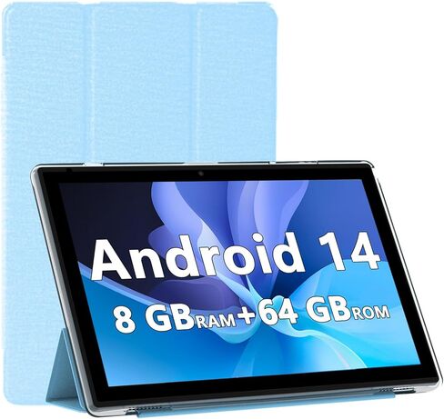 تابلت Android 14، أجهزة لوحية مقاس 10 بوصة مع حافظة، ذاكرة وصول عشوائي 8 جيجابايت + ذاكرة تخزين داخلية 64 جيجابايت / كمبيوتر لوحي قابل للتوسيع 1 تيرابايت، معالج رباعي النواة 1.8 جيجا هرتز، شاشة لمس IPS 1280*800، كاميرا 8 ميجابكسل، بطارية 6000 مللي أمبير،  in Kuwait