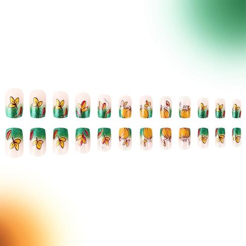 24Pcs Light Brown Press on Nails Medium Fake Nails Almond RIICFDD False Nails with Flower Pattern Designs Artificial Glossy Acrylic Nails Full Cover Fall Stick on Nails for Women and Girls Nail Art in Saudi Arabia