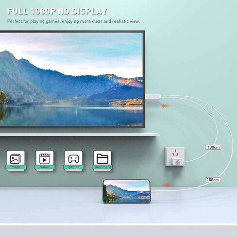 [معتمد من Apple MFi] كابل Apple Lightning إلى HDMI لأجهزة iPhone إلى التلفزيون، كابل HDTV 1080P Lightning إلى Digital AV متوافق مع iPhone 14 13 12 11 XS XR X iPad إلى شاشة عرض HDTV، فضي in Kuwait