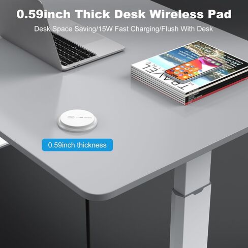 3 Inch Desk Power Grommet with 15W Wireless Charger, 20W USB-C Fast Charging Countertop Grommet Recessed Mount Power Outlet, with AC Outlets and 6ft Extension Cord in Saudi Arabia