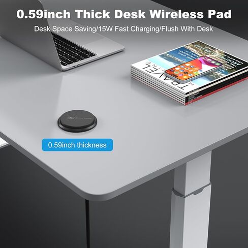 3 Inch Desk Power Grommet with 15W Wireless Charger, 20W USB-C Fast Charging Countertop Grommet Recessed Mount Power Outlet, with AC Outlets and 6ft Extension Cord in Saudi Arabia