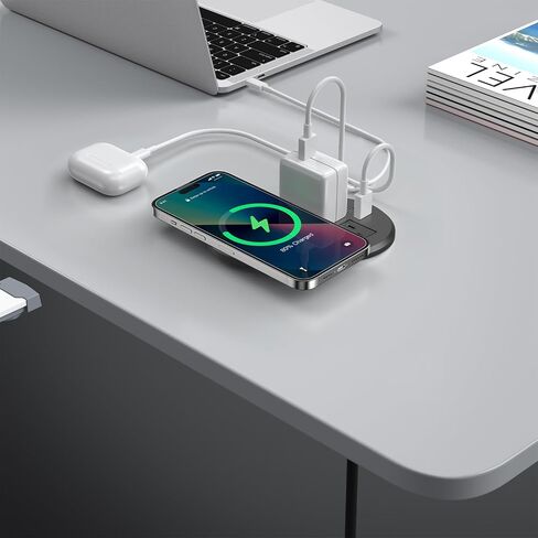 3 Inch Desk Power Grommet with 15W Wireless Charger, 20W USB-C Fast Charging Countertop Grommet Recessed Mount Power Outlet, with AC Outlets and 6ft Extension Cord in Saudi Arabia
