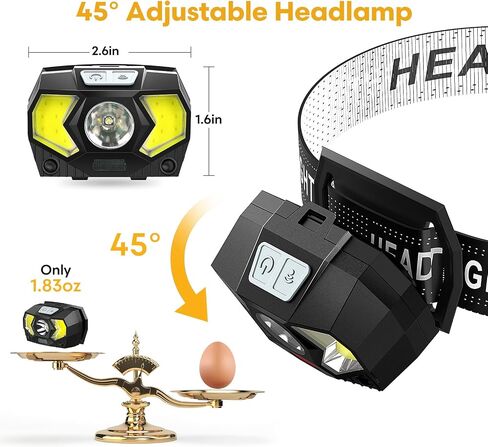 Headlamp 2 Pack,1500 Lumen Bright LED Head Lamp with 7 Modes, Head Lights for Forehead with Red Light, IPX5 Waterproof Head Light for Adults and Kids Camping Running, 6AAA Batteries Included in Kuwait