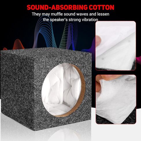 Facmogu 6.5in Gray Carpet Speaker Enclosure, Subwoofer Driver Enclosure with Ports for DIY Car or Truck Audio Custom, Car Subwoofer Box with Sound-Absorbing Cotton & Premium Carpeted Finish in Kuwait