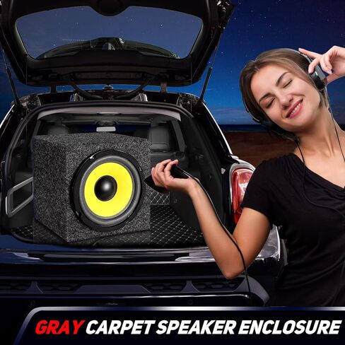 Facmogu 6.5in Gray Carpet Speaker Enclosure, Subwoofer Driver Enclosure with Ports for DIY Car or Truck Audio Custom, Car Subwoofer Box with Sound-Absorbing Cotton & Premium Carpeted Finish in Kuwait