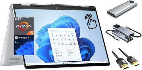 HP Envy 2-in-1 Laptop, 14" WUXGA IPS Touchscreen Display, Ryzen 5 8640HS (Up to 4.9Hz), 16GB DDR5, 512GB SSD + 256GB Portable SSD, Backlit KB, WiFi 6E, USB-C, 3-in-1 External Storage Bundle, Win 11 in Saudi Arabia