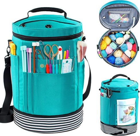 Expandable Crochet Bag-Knitting Bag Yarn Storage Organizer - Yarn Bag and Crochet Tote, Yarn Holder for Crocheting, Crochet Accessories, Suppliers, Needles with Zipper Closure-Ideal Gift in Kuwait