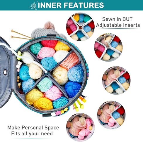 Expandable Crochet Bag-Knitting Bag Yarn Storage Organizer - Yarn Bag and Crochet Tote, Yarn Holder for Crocheting, Crochet Accessories, Suppliers, Needles with Zipper Closure-Ideal Gift in Kuwait