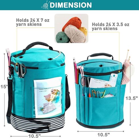Expandable Crochet Bag-Knitting Bag Yarn Storage Organizer - Yarn Bag and Crochet Tote, Yarn Holder for Crocheting, Crochet Accessories, Suppliers, Needles with Zipper Closure-Ideal Gift in Kuwait