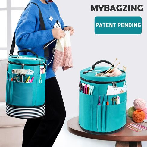 Expandable Crochet Bag-Knitting Bag Yarn Storage Organizer - Yarn Bag and Crochet Tote, Yarn Holder for Crocheting, Crochet Accessories, Suppliers, Needles with Zipper Closure-Ideal Gift in Kuwait