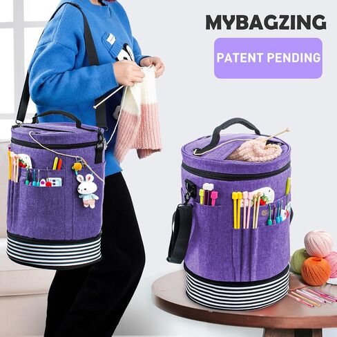 Expandable Crochet Bag-Knitting Bag Yarn Storage Organizer - Yarn Bag and Crochet Tote, Yarn Holder for Crocheting, Crochet Accessories, Suppliers, Needles with Zipper Closure-Ideal Gift in Kuwait