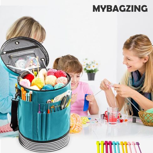 Expandable Crochet Bag-Knitting Bag Yarn Storage Organizer - Yarn Bag and Crochet Tote, Yarn Holder for Crocheting, Crochet Accessories, Suppliers, Needles with Zipper Closure-Ideal Gift in Kuwait