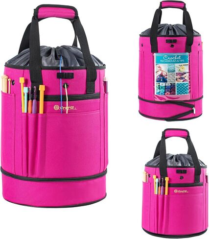 Expandable Crochet Bag-Knitting Bag Yarn Storage Organizer - Yarn Bag and Crochet Tote, Yarn Holder for Crocheting, Crochet Accessories, Suppliers, Needles with Zipper Closure-Ideal Gift in Kuwait