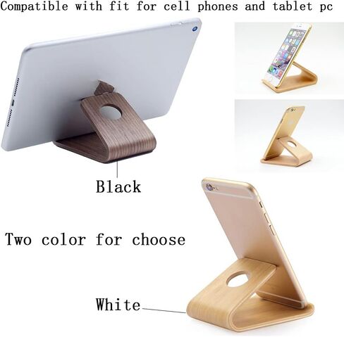 Retro Luxury Solid Wooden Cell Phone Stand, Desk Mount Universal for iPhone 14 Plus 15 Pro Max 13 12 11 16 and Other Mobile Phones Tablet PC E-Book Desktop Holder (Black) in Kuwait