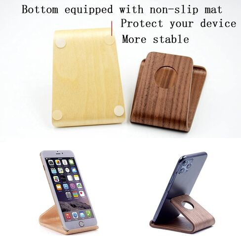 Retro Luxury Solid Wooden Cell Phone Stand, Desk Mount Universal for iPhone 14 Plus 15 Pro Max 13 12 11 16 and Other Mobile Phones Tablet PC E-Book Desktop Holder (Black) in Kuwait