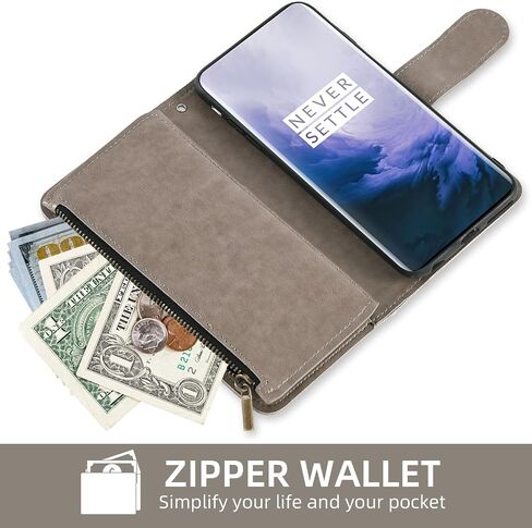 حافظة هاتف Asuwish لهاتف OnePlus 7 Pro، غطاء خلوي مع واقي شاشة، حزام معصم، زهرة ماندالا، سحاب، حامل بطاقة OnePlus7Pro 5G One Plus 1+7 1Plus OnePlus7 7Pro One+ 1 + Seven Gray in Saudi Arabia
