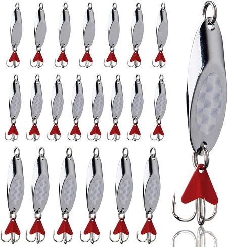 Spoon Fishing Lures Trout Lures Fishing Spoons Lures Hard Metal Jigging Baits with Treble Hooks Casting Spoon Lures for Bass Pike Trout Walleye Salmon in Saudi Arabia