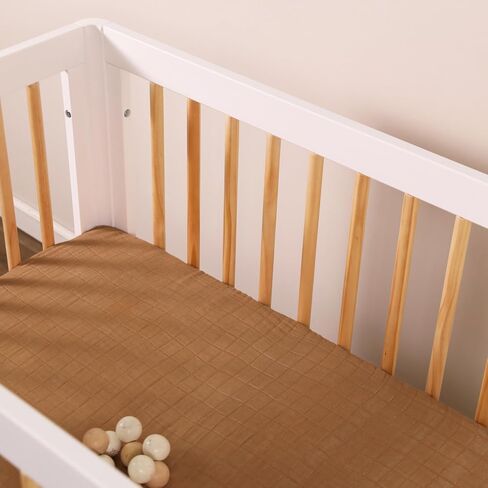 Babyletto 100% Organic Cotton Mini Crib Sheet, GOTS-Certified, Fitted 360°, Ultra-Soft and Breathable Muslin - Daisy in Kuwait