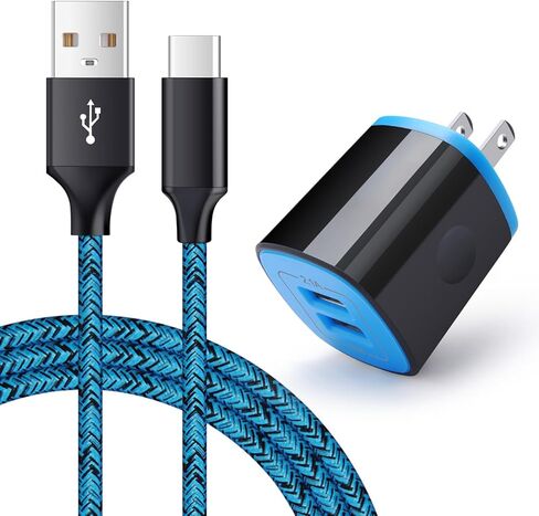 USB Type C Charger for Moto G Pure/G Play 2024/G Power 2024/G Stylus 5G 2023/G 5G 2022/G Fast/Z3 Play/G7/G8/Z4/Z2 Force,AndHot 2 Port USB Adapter Wall Charger with 6FT USB C Fast Charging Cable Cord in Kuwait