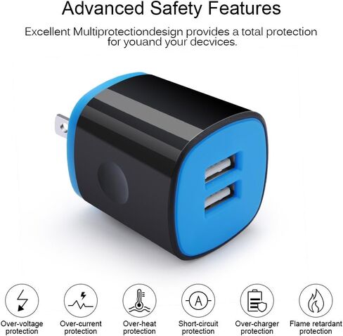 USB Type C Charger for Moto G Pure/G Play 2024/G Power 2024/G Stylus 5G 2023/G 5G 2022/G Fast/Z3 Play/G7/G8/Z4/Z2 Force,AndHot 2 Port USB Adapter Wall Charger with 6FT USB C Fast Charging Cable Cord in Kuwait