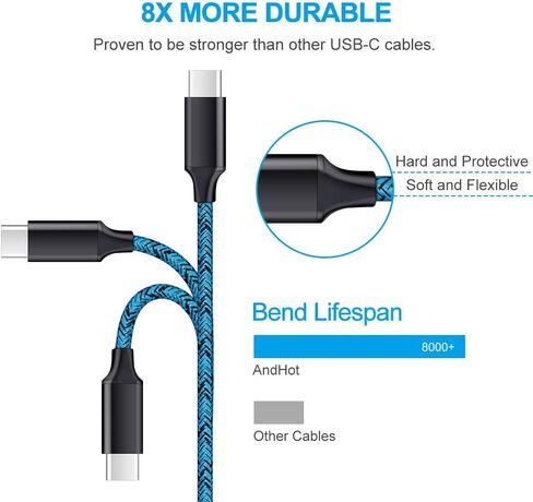 USB Type C Charger for Moto G Pure/G Play 2024/G Power 2024/G Stylus 5G 2023/G 5G 2022/G Fast/Z3 Play/G7/G8/Z4/Z2 Force,AndHot 2 Port USB Adapter Wall Charger with 6FT USB C Fast Charging Cable Cord in Kuwait