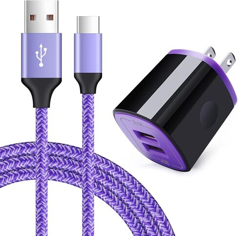 USB Type C Charger for Moto G Pure/G Play 2024/G Power 2024/G Stylus 5G 2023/G 5G 2022/G Fast/Z3 Play/G7/G8/Z4/Z2 Force,AndHot 2 Port USB Adapter Wall Charger with 6FT USB C Fast Charging Cable Cord in Kuwait