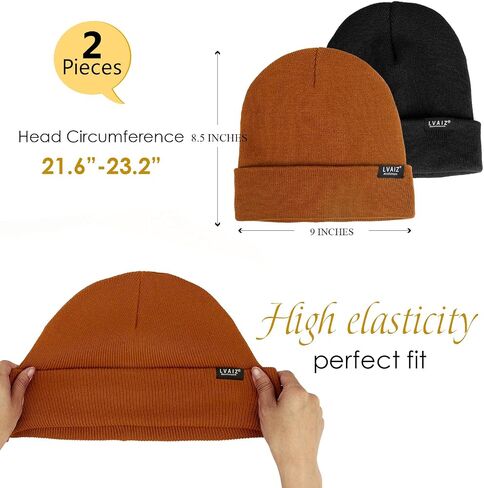 2 Pack Satin Lined Beanie Hats for Men Women Winter Warm Knitted Cuffed Silk Lined Slouchy Skull Cap in Saudi Arabia