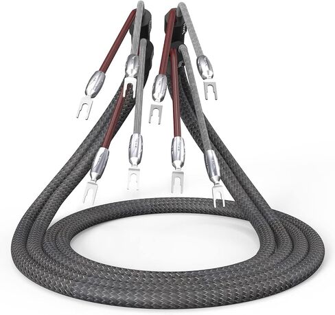 Viborg VS901 HiFi Speaker Cable 8.2FT Braided Audiophile Speaker Wire 19.5 AWG HiFi Multiplex OFC PTFE Insulation Heavy Duty Speaker Cord Φ18MM with Rhodium-Plated Copper Speaker Y Spades in Kuwait