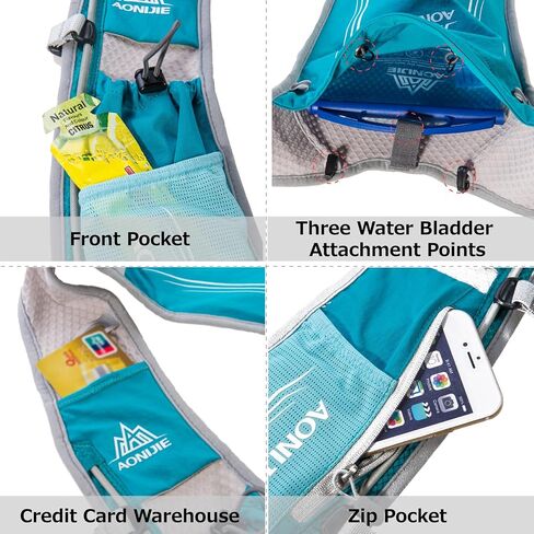 Azarxis Hydration Running Vest Backpack Pack 5L for Women Men Jogging Trail Race Marathon Cycling Hiking Accessories (Mint Blue with 500ml Soft Flask) in Kuwait