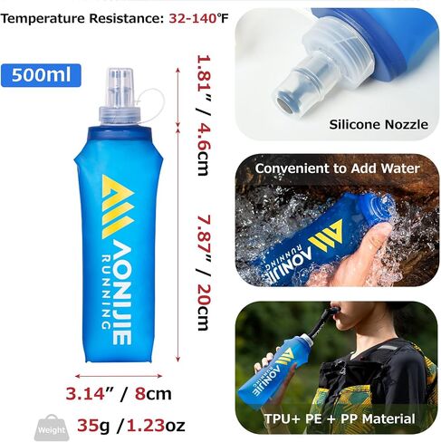 Azarxis Hydration Running Vest Backpack Pack 5L for Women Men Jogging Trail Race Marathon Cycling Hiking Accessories (Mint Blue with 500ml Soft Flask) in Kuwait