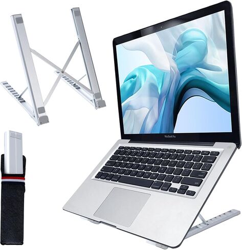 Laptop Stand for Desk - Ergonomic Adjustable Height & Angle, Foldable Aluminum Laptop Riser for Desk, Compatible with MacBook, Dell, HP (KTR-G01) in Saudi Arabia