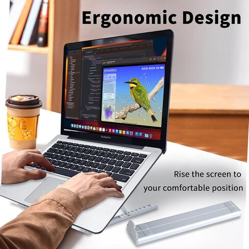 Laptop Stand for Desk - Ergonomic Adjustable Height & Angle, Foldable Aluminum Laptop Riser for Desk, Compatible with MacBook, Dell, HP (KTR-G01) in Saudi Arabia