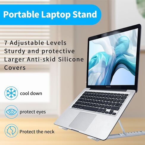 Laptop Stand for Desk - Ergonomic Adjustable Height & Angle, Foldable Aluminum Laptop Riser for Desk, Compatible with MacBook, Dell, HP (KTR-G01) in Saudi Arabia