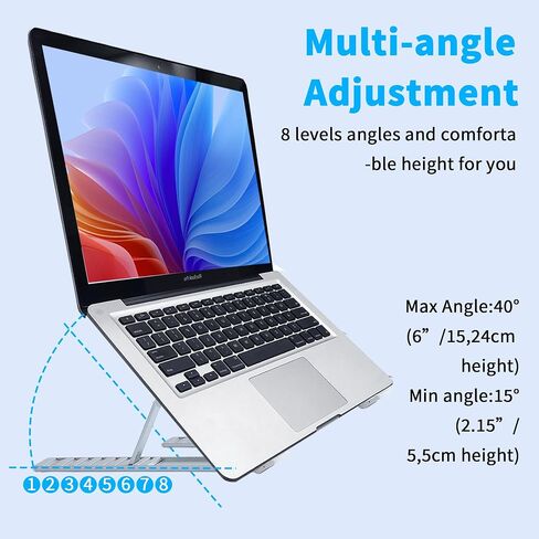 Laptop Stand for Desk - Ergonomic Adjustable Height & Angle, Foldable Aluminum Laptop Riser for Desk, Compatible with MacBook, Dell, HP (KTR-G01) in Saudi Arabia