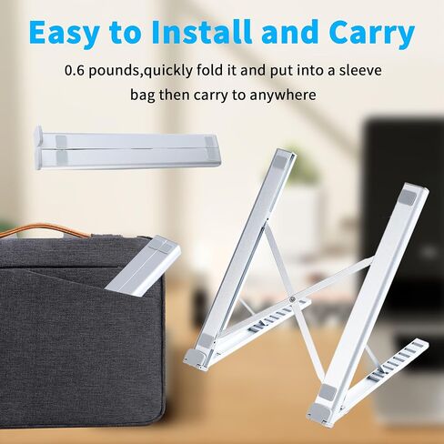 Laptop Stand for Desk - Ergonomic Adjustable Height & Angle, Foldable Aluminum Laptop Riser for Desk, Compatible with MacBook, Dell, HP (KTR-G01) in Saudi Arabia