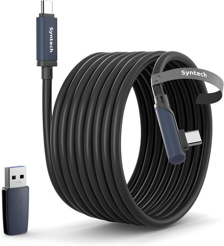 Syntech VR Link Cable 16FT for Meta Quest 3/3S/2, USB 3.0 Adapter | 16FT USB C VR cable with USB 3.0 adapter for Quest 3/3S/2, fast data transfer, charging support and SteamVR. in Kuwait