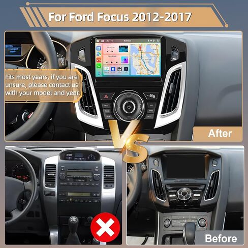 راديو ستيريو Podofo Carplay لسيارة Ford Focus 2012-2018 مقاس 9 بوصات مع نظام Android Auto GPS in Saudi Arabia