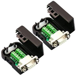 DB9 Solderless Connector，2PCS DB9 Male Breakout Connector 9-pin Port Terminal Male Connector Breakout with Nut