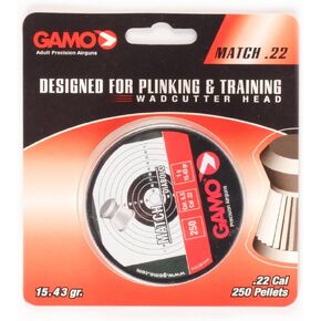 Gamo Match 6320025B54 Flat Nose Pellets 0.22cal w/250 Count