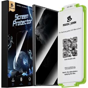 MAGIC JOHN 2 Pack for Samsung Galaxy S22 Ultra Privacy Screen Protector [Ceramic film] Not Glass 6.8 inch,[100% Fingerprint ID Compatible] Anti Spy, Easy Installation Tray