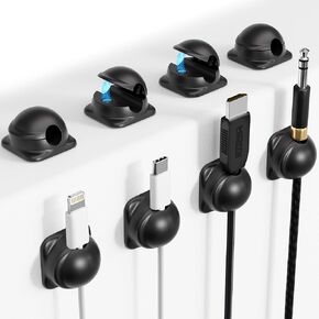8 Pack Magnetic Cord Organizer, Cable Smooth Adjustable Easy Secure Cable Management, Wire Holder Keeper Organizer, Hide Or Organize Phone USB Charger Cable for Home,Office,Car,Desk,Nightstand - Black