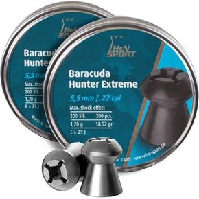 H & N Haendler & Natermann Hunter Extreme Pellets, 0.22 Cal./18.52 gr, Hollowpoint, 200 Count (Pack of 2)