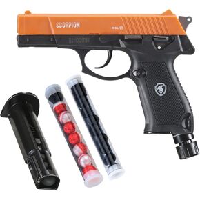 Lancer Tactical Air Self Defense 0.5 Caliber CO2 Non Blowback Scorpion- Less Lethal, Home Defense, Personal Defense, Police Grade Pepper Ball Gun for Self Defense-*Full Set* (Color: Orange/Black)